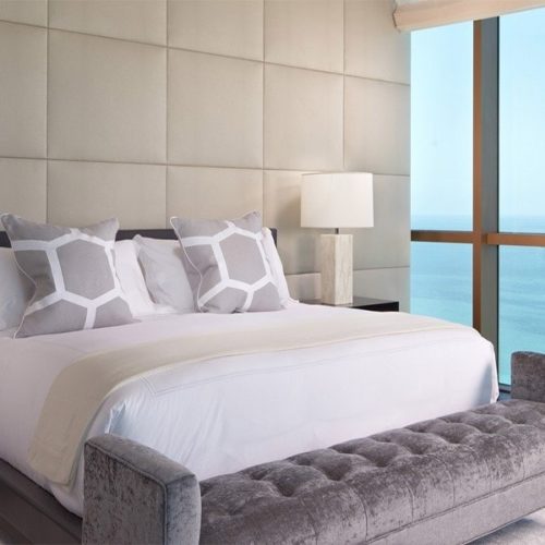 Upholstered Walls, Custom Bedding and Bench